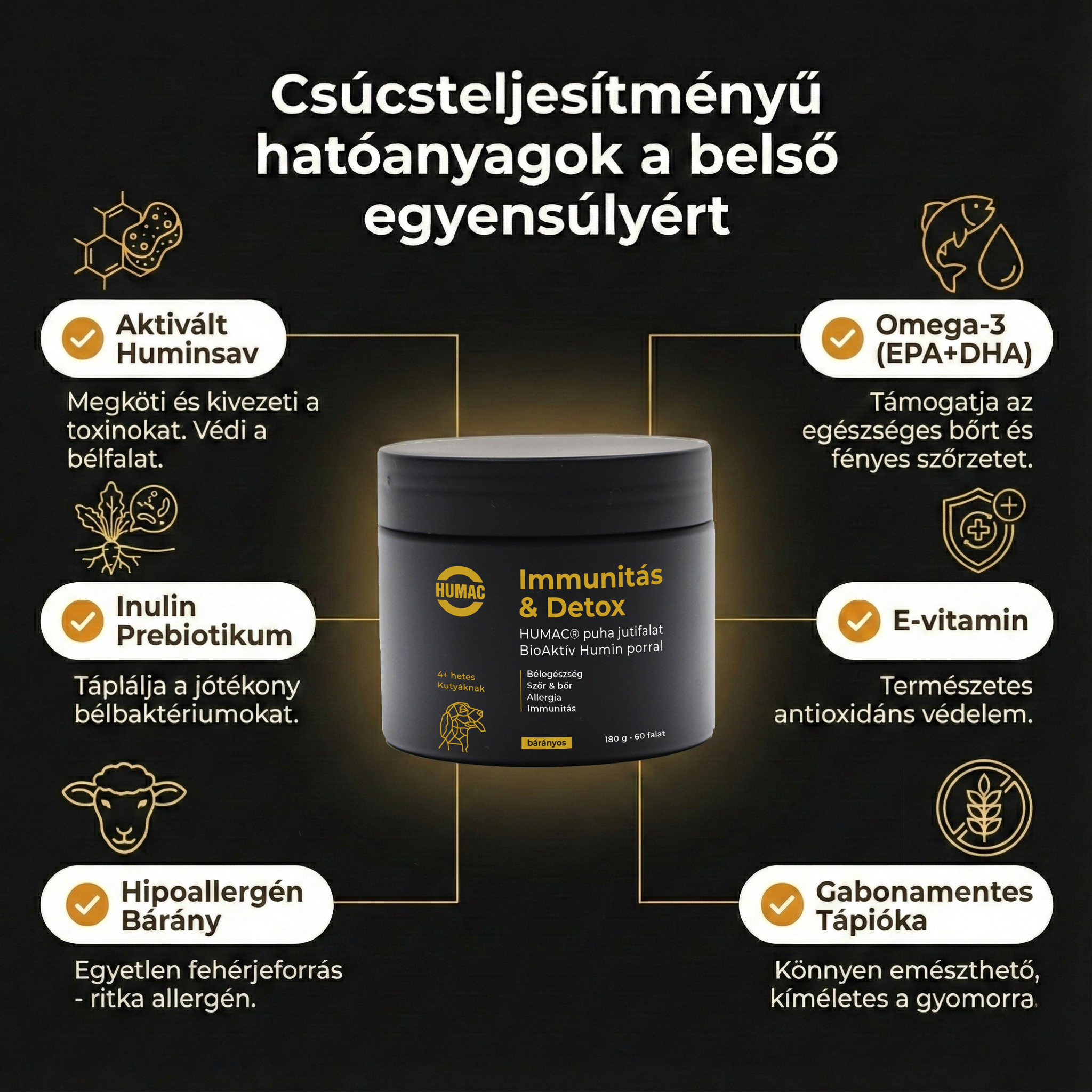 Humac funkcionális jutifalat 180g (60db) - Immunitás & Detox