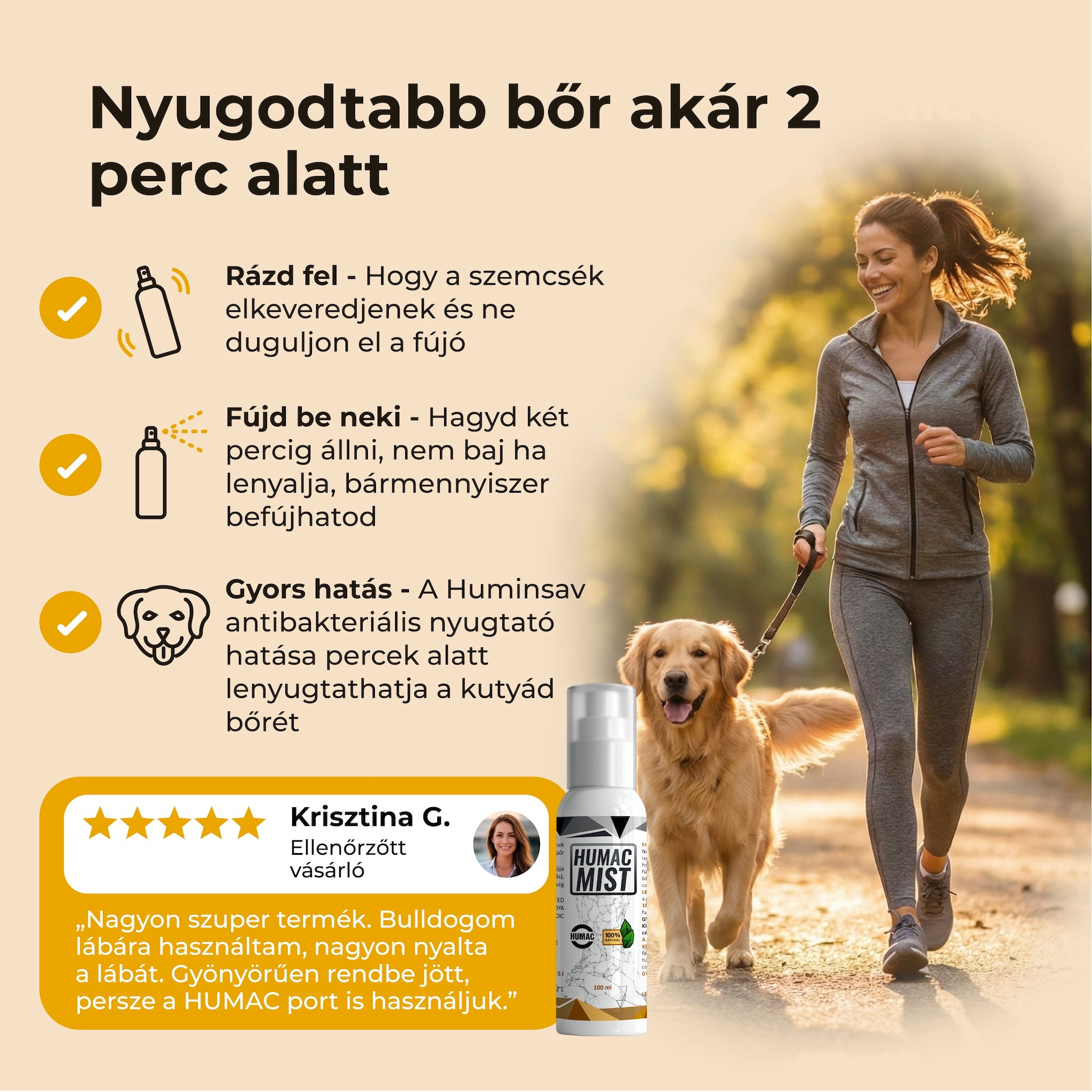 HUMAC® Mist 100 ml permet – egyetlen fújás a viszketés és irritált bőr ellen